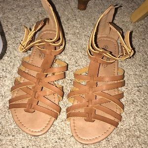 Brown gladiator style sandals
